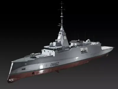 FDI frigate FS Amiral Ronarch Low-poly 3D model