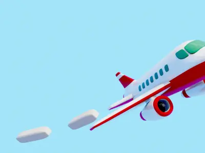 Simple stylised commercial airplane Low-poly 3D model