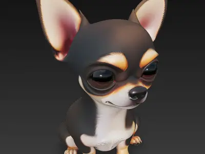 Chihuahua Dog Realistic 3D Model - Low Poly Realistic Low-poly 3D model