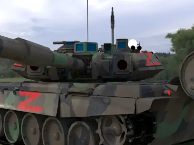  Wagner PMC T90A Tank with Iconic Red Z Marking 3D Model Low-poly 3D model