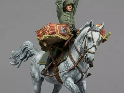Mounted Military Drummer on Dapple Grey Horse STL  3D print model
