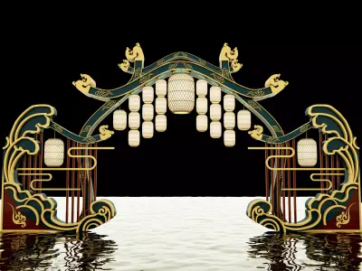 Ancient gate archway of the Tang Dynasty 3D model