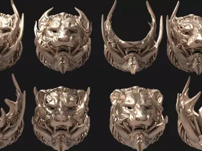 Horned lion mask Collection 3D model