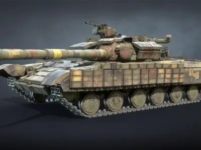 T-64BV Tank Game Ready Low-poly 3D model