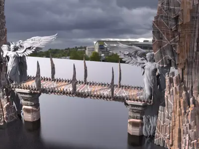 Angel Michaels bridge Arch Gateway castle 3D model