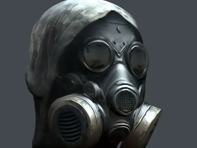 Gas mask helmet 3d model military combat Low-poly  Low-poly 3D model