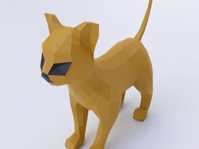 Cat 3d model polygonal Low-poly 3D model