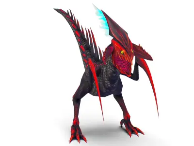 Low Poly Monster Black Alien Dino Low-poly 3D model