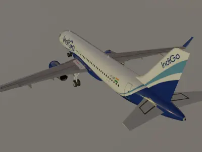 Indigo airlines airbus a320-232 low poly 3D Model  Low-poly 3D model