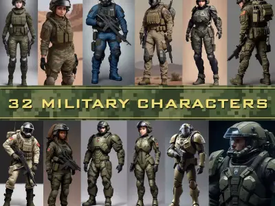 32 Military Characters Texture