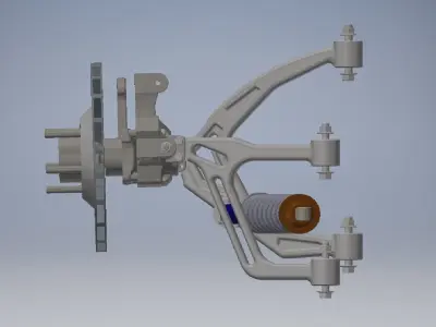 Front double wishbone car suspension 3D model