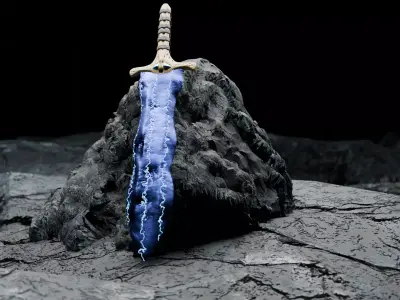 Thunder sword Low-poly 3D model