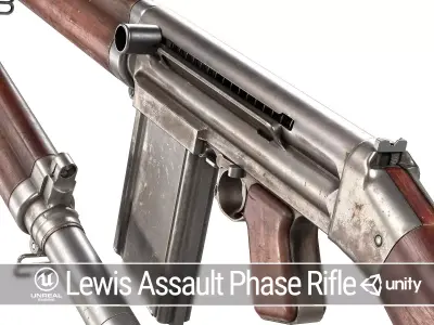 PBR Lewis Assault Phase Rifle Low-poly 3D model