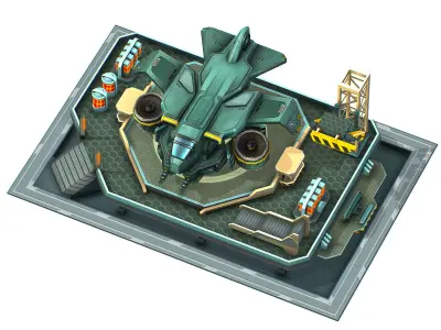 isometrical helicopter parking Low-poly 3D model