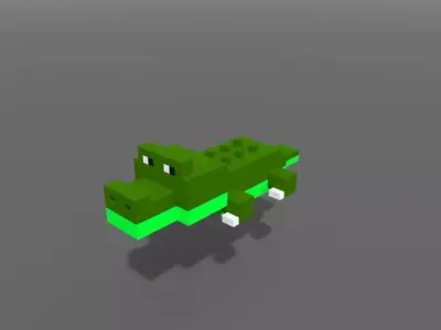 Voxel Crocodile Low-poly 3D model