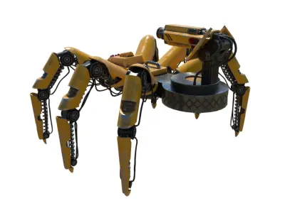 Mecha Spider robot Low-poly 3D model