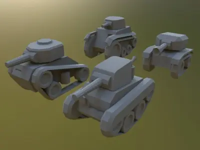 Midget Lowpoly Tanks Low-poly 3D model