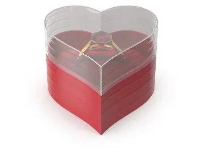 Asscher Cut Ruby Wedding Gold Ring In Box V01 3D model