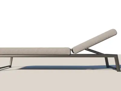 Outdoor Metal and Fabric Sunlounger Sunbed 3D model