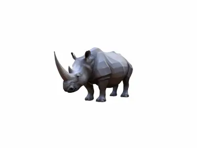 Lone Rhino In The Savanah 3d Model 3D model