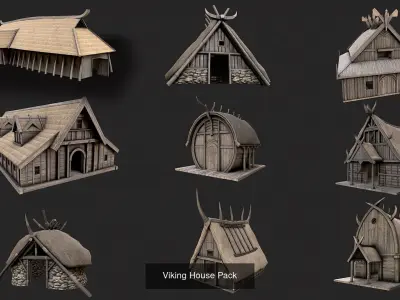 Viking Houses Totems Runestones Collection 
