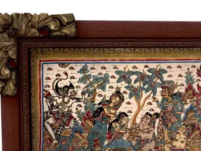 Balinese picture green frame great battle scene Low-poly 3D model