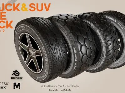 TRUCK - SUV Tire Pack Bundle 2 Low-poly 3D model