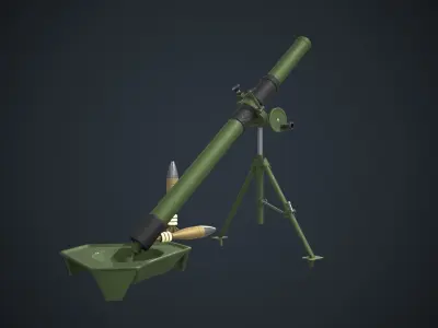 Type PP87 81mm Mortar China Army Low-poly 3D model