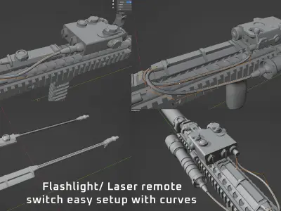 Surefire Scout Flashlight with SR09 and SR07 Remote switches Low-poly 3D model