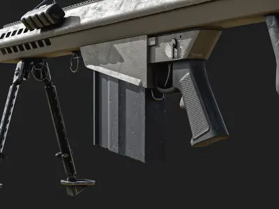 Barrett 50 Cal Sniper Rifle    Low-poly 3D model