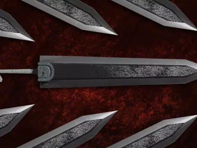 Dragon Slayer Berserk Sword LowP FanArt Free low-poly 3D model