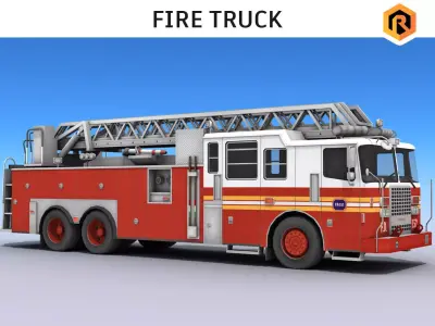 Fire Truck Low-poly 3D model