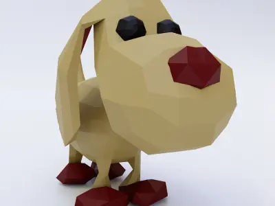  Dog low poly toon 3d model  Low-poly 3D model