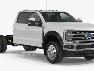 Regular Cab 2023 Ford Super Duty F-550 Bare Chassis White 3D model