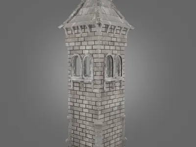 Medieval tower game ready Low-poly 3D model