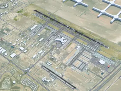 Dubai Al Maktoum International Airport 15km Low-poly 3D model