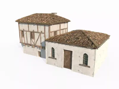 Medieval architecture seaside house 3D model