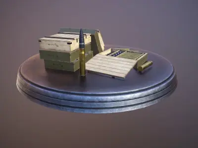 Soviet 76-mm shells boxes low poly Low-poly 3D model