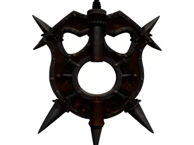 Fantasy Rusted Spiked Metal Emblem 3D model