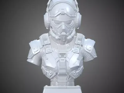 Sci-Fi Cyber Commando Pilot Bust PM-410 3D print model