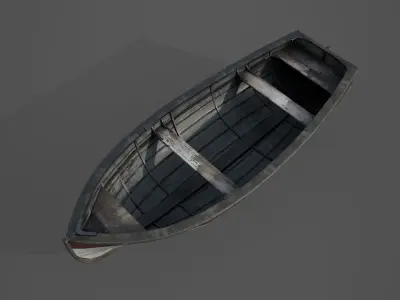 Painted Wooden Boat - PBR and Game Ready Low-poly 3D model
