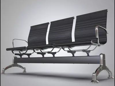 3 Seats waiting chair Free 3D model