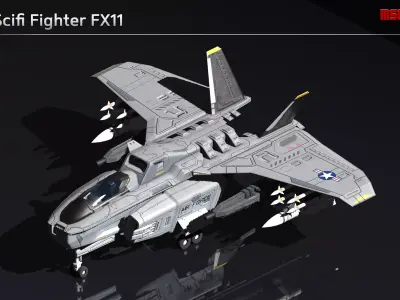 Scifi Fighter FX11 Low-poly 3D model