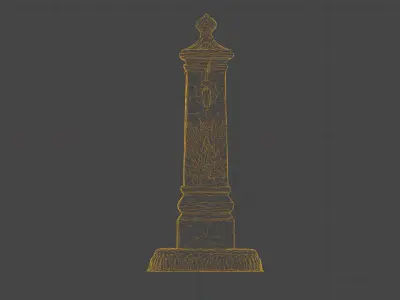 3D scan of Old Outdoor Cast Iron Hand Water Pump column Low-poly 3D model