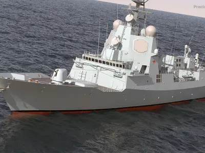 Military Ship air warfare destroyer HMAS Hobart  3D model