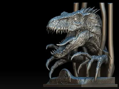 Indoraptor Jurassic world head bust statue 3D model
