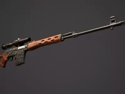 SVD - Dragunov Sniper Rifle Low-poly 3D model