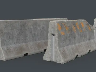 Jersey Concrete Road Barriers  Low-poly 3D model