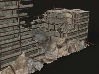 DESTROYED BUILDING 2 Low-poly 3D model