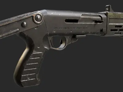 SPAS-12 Shotgun Game Ready Low-poly 3D model